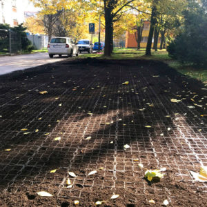 Plastová zatravňovací dlažba ECORASTER E40- realizace Ostrava-Poruba