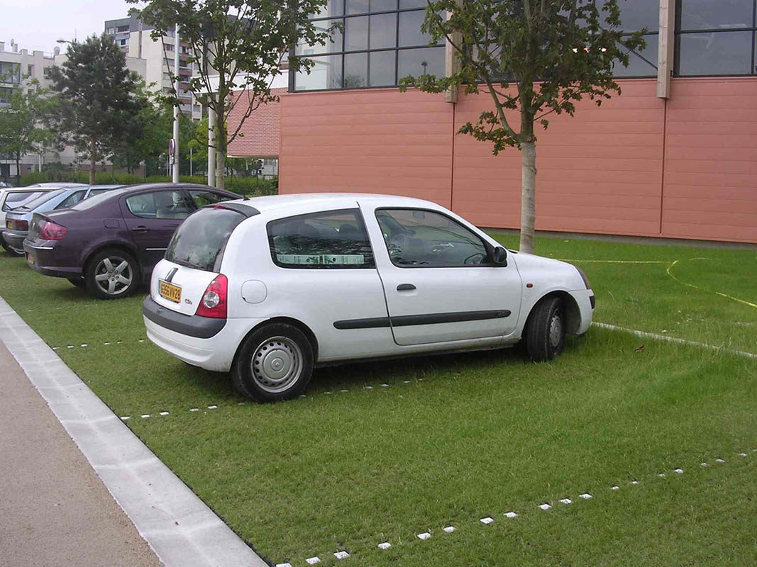 Zatravňovací dlažba ECORASTER pro parkovací místo.